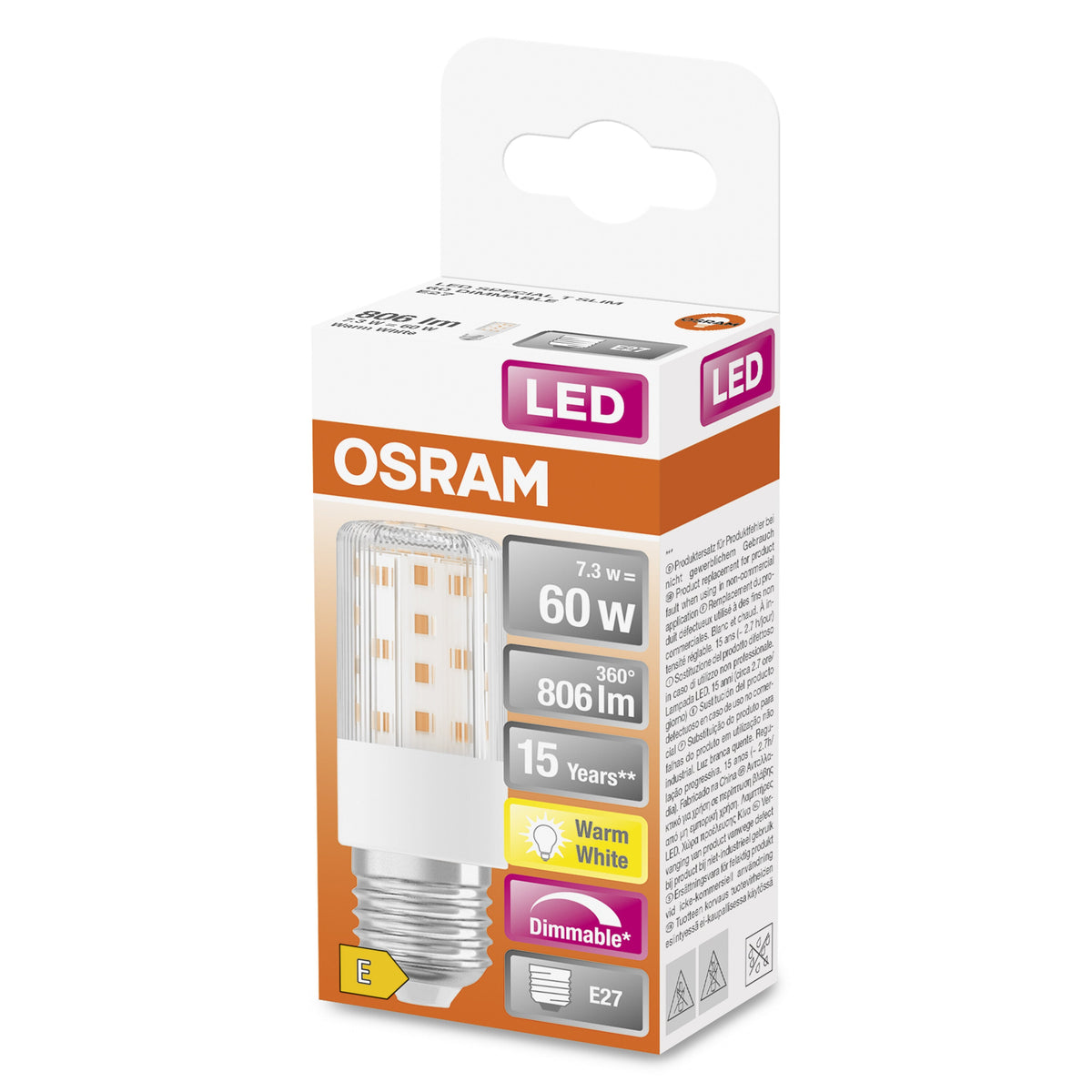 OSRAM T SLIM DIM60 320 ° 7.3 W/2700 K E27