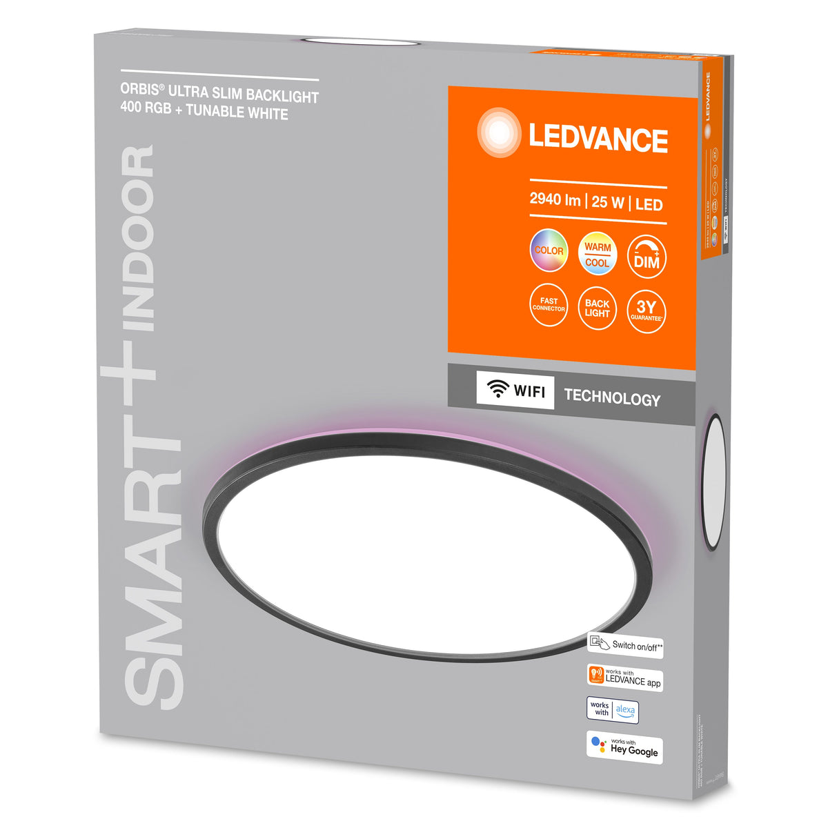 LEDVANCE SMART+ WiFi-Panelleuchte, black, 25W, 2940lm, 400mm