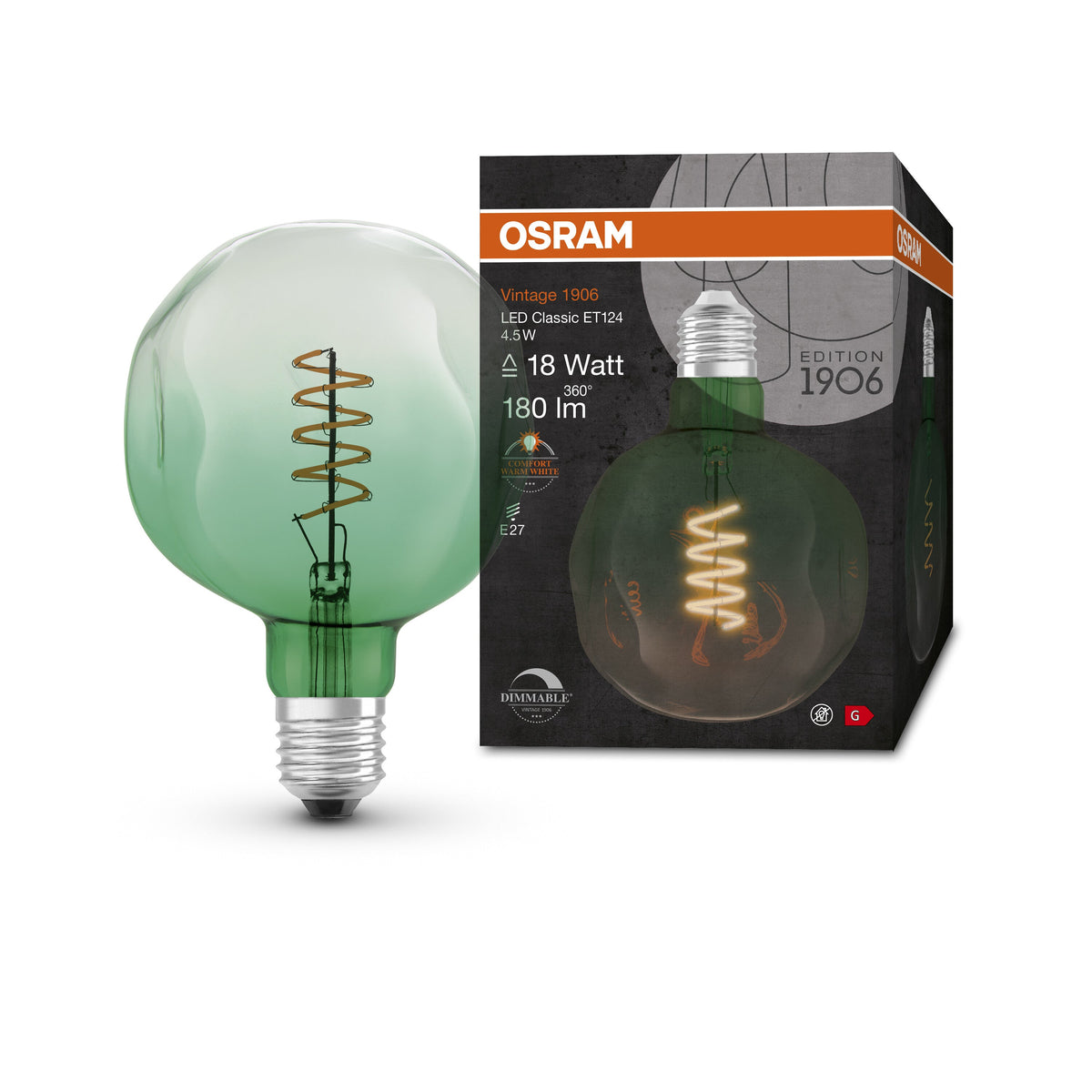 Lampada LED OSRAM Vintage 1906, vetro verde, 4,5W, 180lm