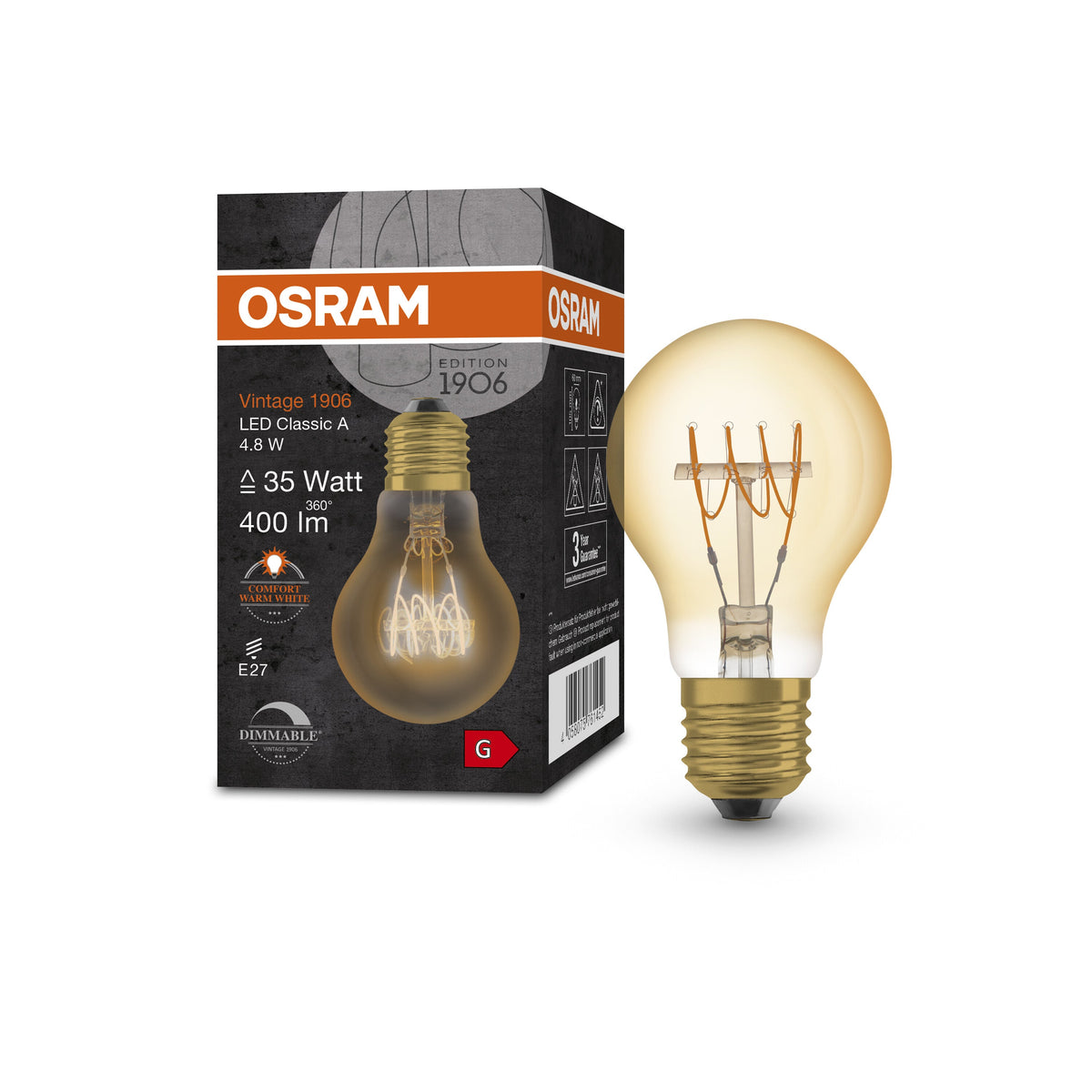 OSRAM Vintage 1906 LED-Lampe, Gold-Tönung, 4,8W, 400lm