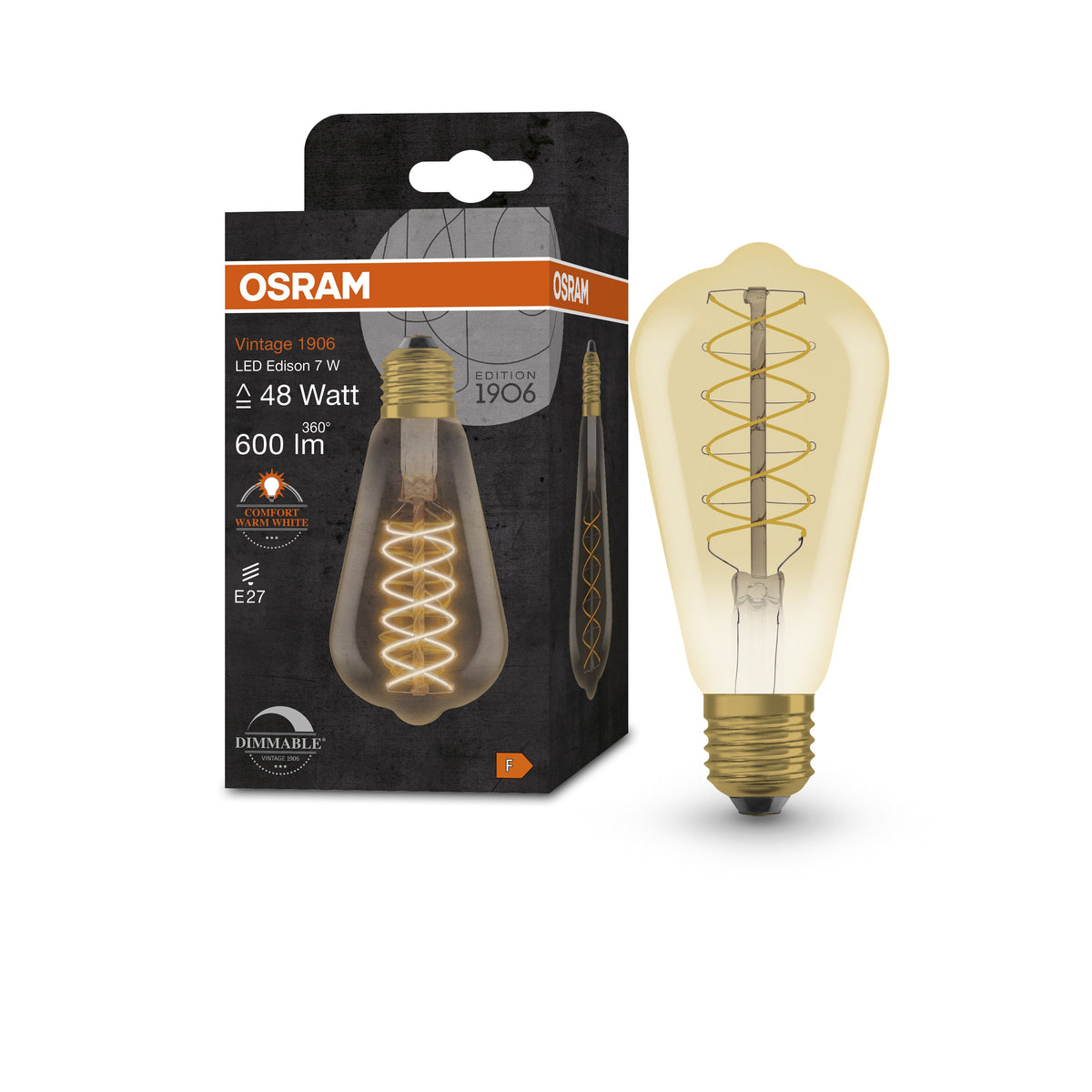 Lampada LED OSRAM Vintage 1906, vetro dorato, 7W, 600lm, E27