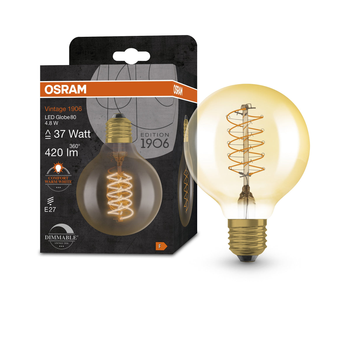 Lampada LED OSRAM Vintage 1906, vetro dorato, 4,8W, 420lm