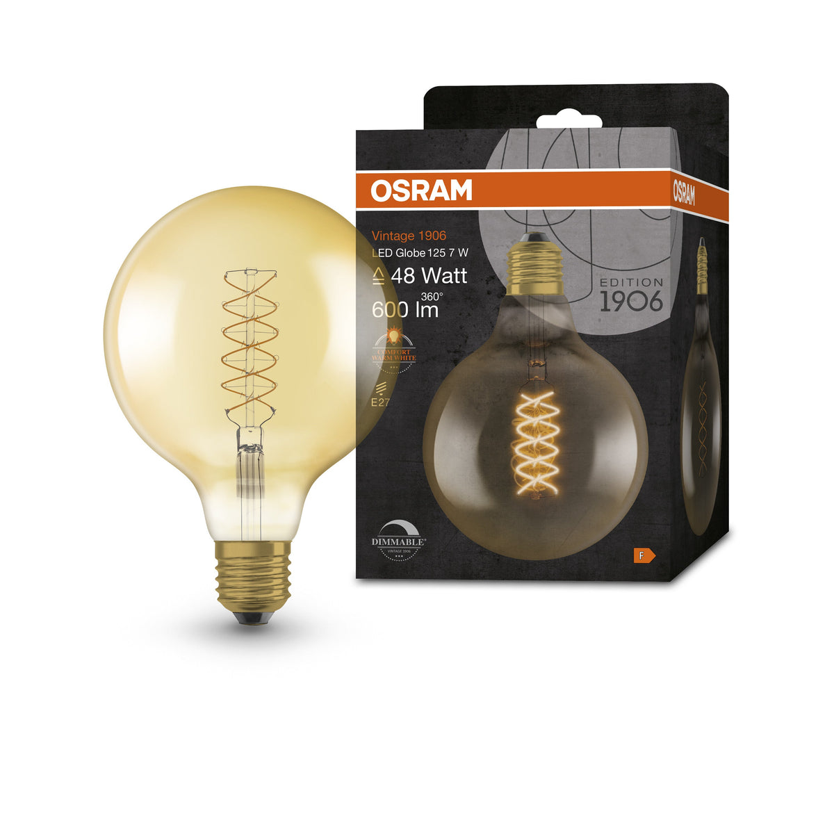 OSRAM Vintage 1906 LED-Lampe, Gold-Tönung, 7W, 600lm