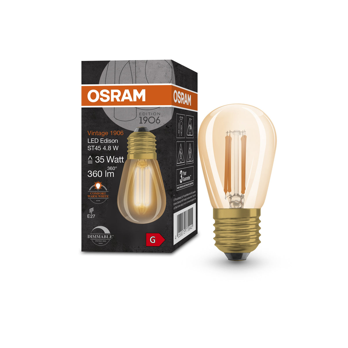 Lampada LED OSRAM Vintage 1906, vetro dorato, 4,8W, 360lm