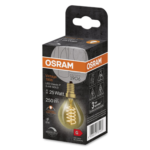 Lampada LED OSRAM Vintage 1906, tinta oro, 3,4W, 250lm