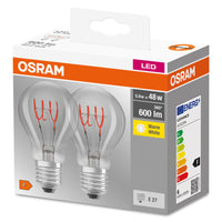 OSRAM LED Lampe Base Classic A 48 Filament Retro 5.9W 827 E27 2er