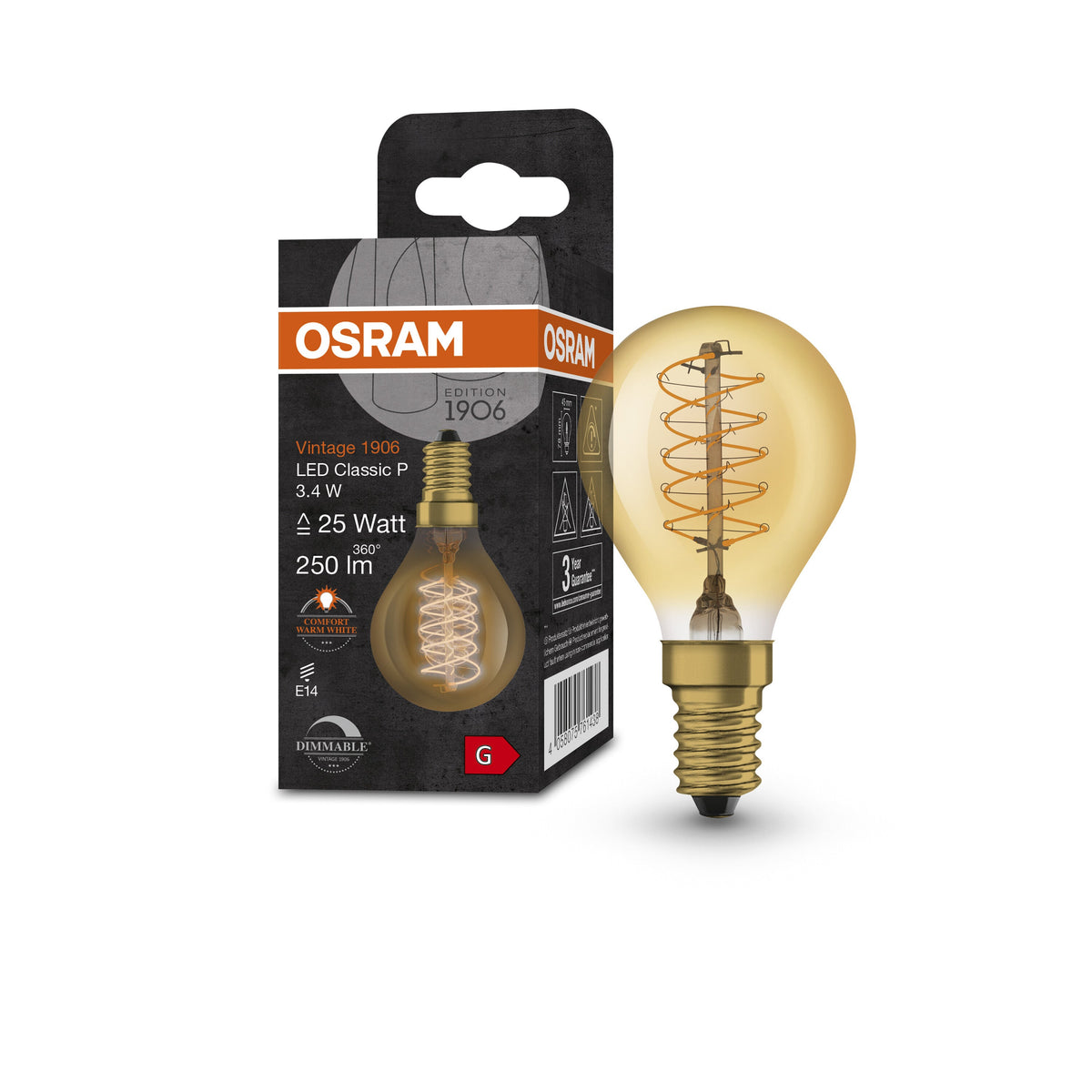 Lampada LED OSRAM Vintage 1906, vetro dorato, 3,4W, 250lm