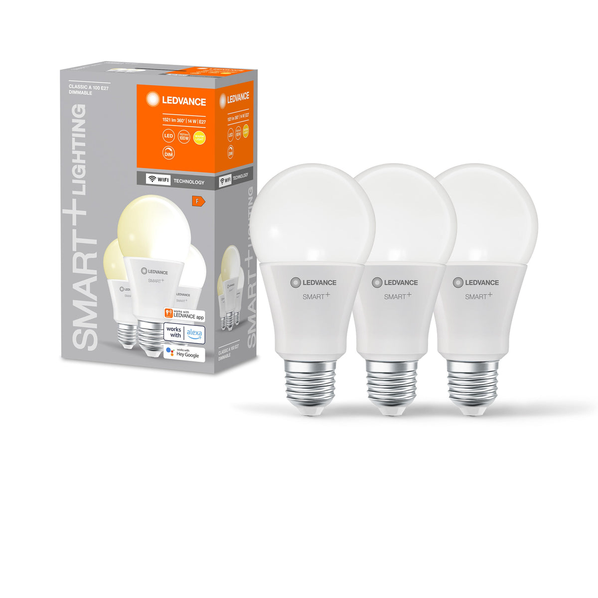 LEDVANCE WIFI SMART+ LED-Lampe, weiß, 14W, 1521lm, E27 3er-Pack