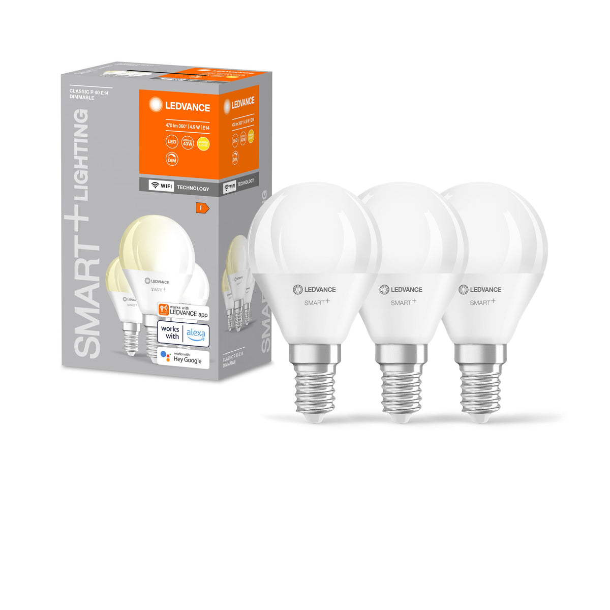 LEDVANCE WIFI SMART+LED-Lampe, weiß, 4,9W, 470lm, 3er-Pack