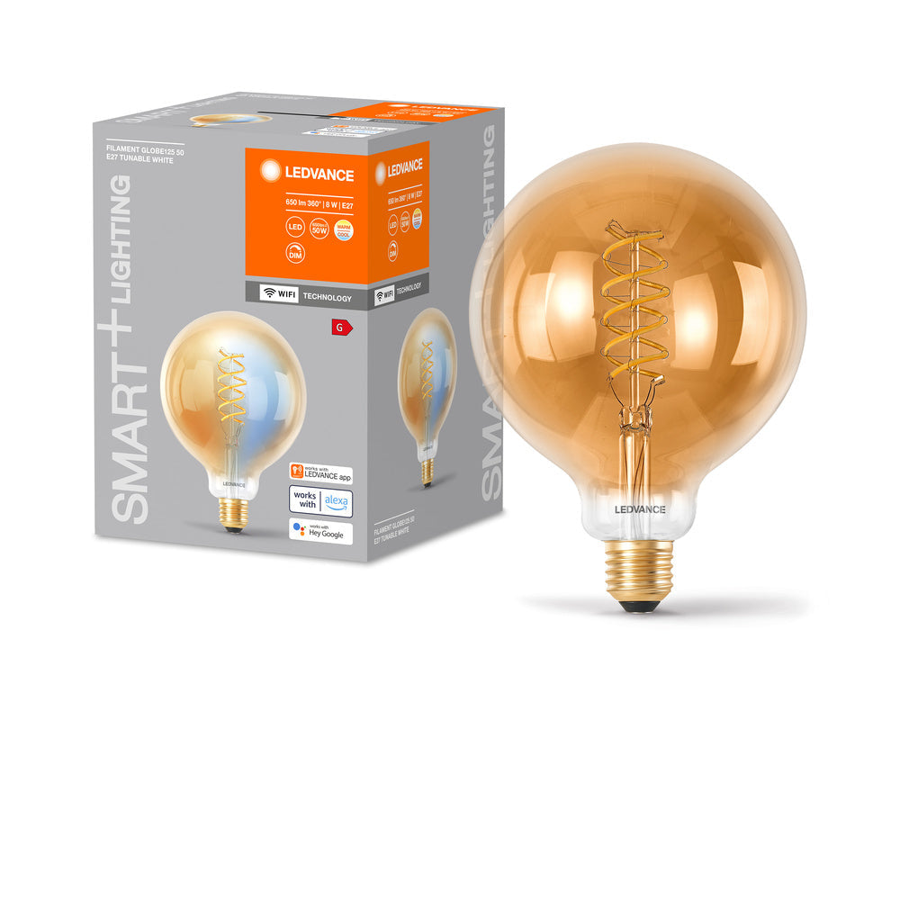 LEDVANCE SMART+ Lampadina Filamento Globe125 LED E27 8W 600 lm, 2200…5000 K, Bianco Regolabile