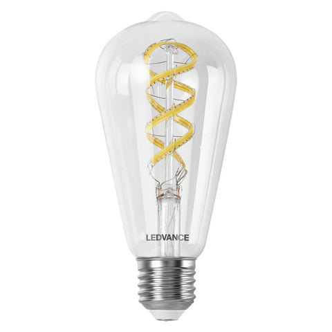 LEDVANCE SMART+ WIFI LED-Lampe, Weißglas, 4,8W, 470lm, Edison-Form mit 64mm Durchmesser & E27-Sockel, regulierbares Farb- & Weißlicht, dimmbar, steuerbar per App oder Sprachsteuerung, gute Lebensdauer