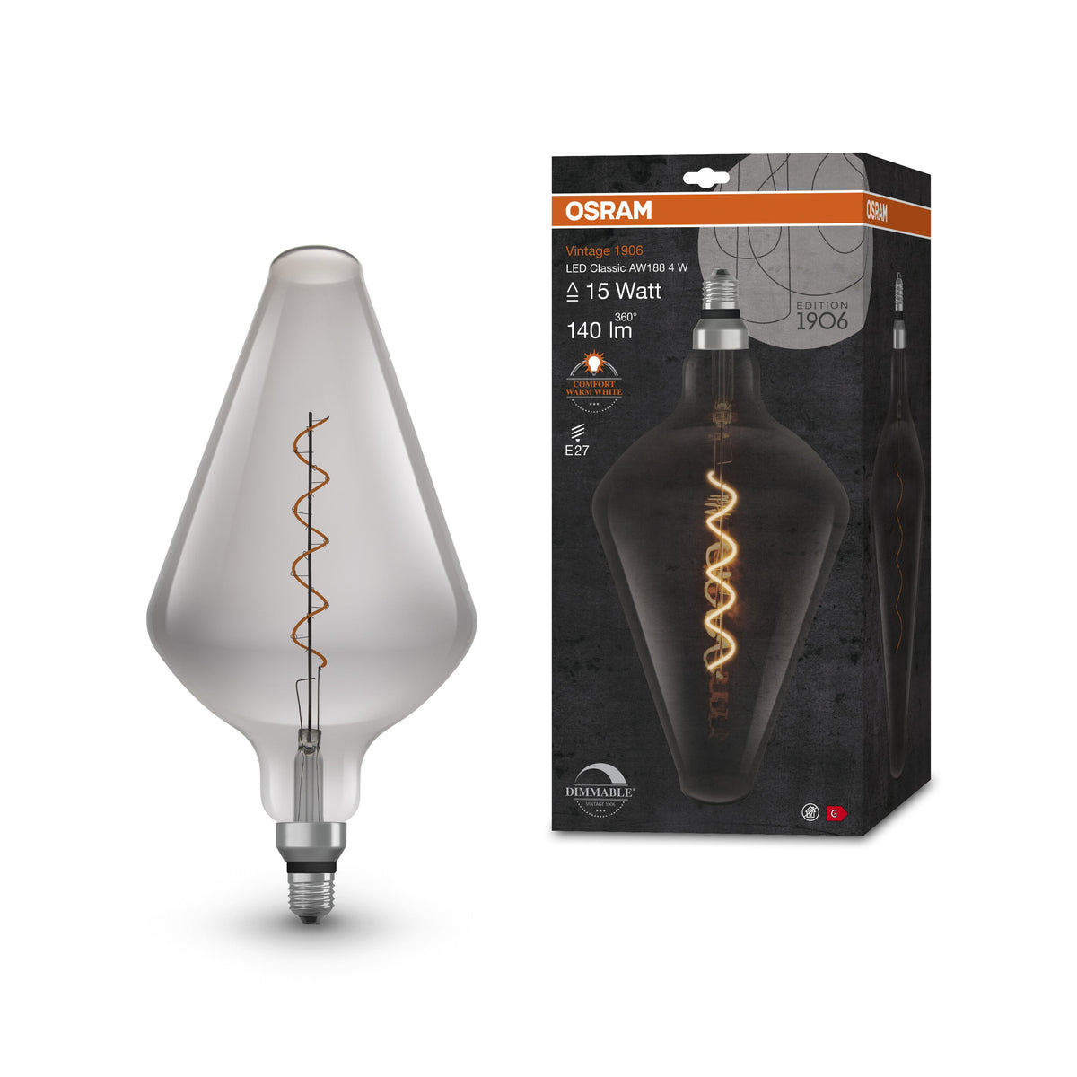 Lampada LED OSRAM Vintage 1906, vetro fumé, 4W, 140lm