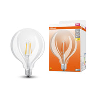 Lampade LED OSRAM, classica forma sferica, ricambio da 60 watt, E27, G125, 2700 Kelvin, bianco caldo, vetro trasparente, confezione singola