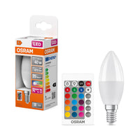 OSRAM LED Lampada LED Retrofit RGBW con telecomando 4,9W 827 Opalino E14, 470 lm, 2700 K, Bianco caldo