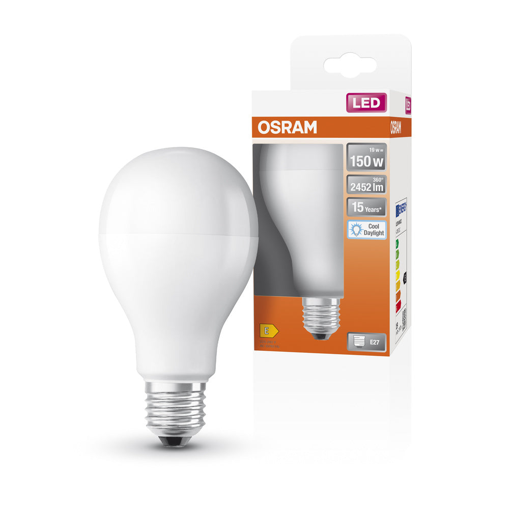 Lampade LED OSRAM, forma classica della lampadina, ricambio da 150 watt, E27, forma A, 6500 Kelvin, luce diurna fredda, opaca, confezione singola