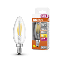 OSRAM Lampade LED Dimmerabili, forma classica a bulbo, sostituzione 60 Watt, E14, forma B, 2700 Kelvin, bianco caldo, vetro trasparente
