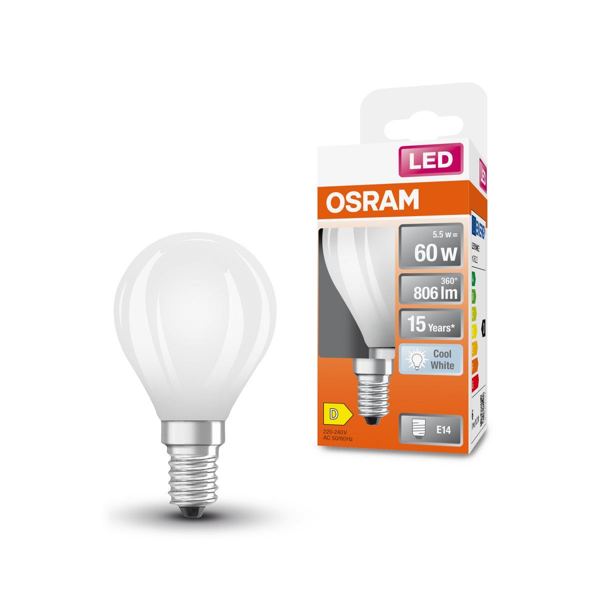 Lampada OSRAM LED Star Classic, Miniball, 5,5W, 806lm, satinata