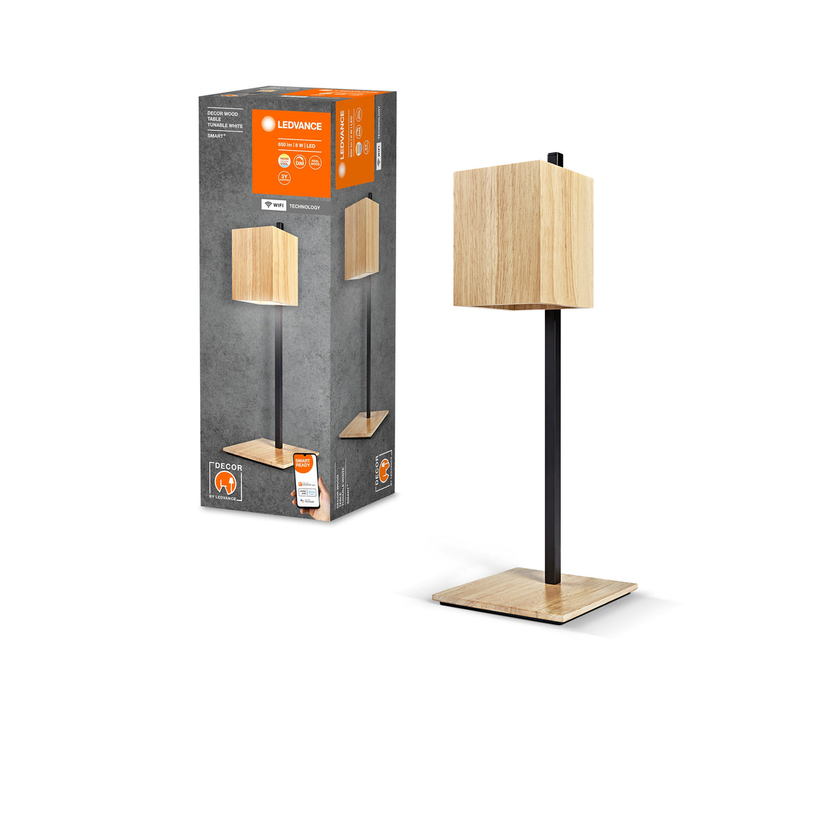 LEDVANCE SMART+ DECOR Wood lampada da tavolo WiFi, legno