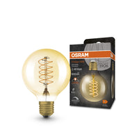Lampade LED dimmerabili OSRAM, edizione vintage, ricambio da 48 watt, E27, G80, 2200 Kelvin, luce calda e confortevole, vetro trasparente, confezione singola