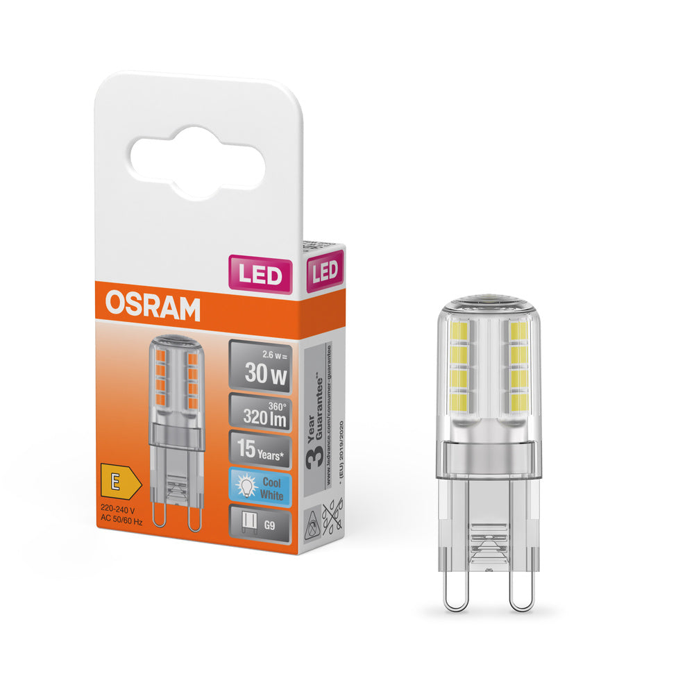 OSRAM LED Stiftsockellampe PIN G9 2.6W 840 Clear G9, 320 lm, 4000 K, Bianco Freddo