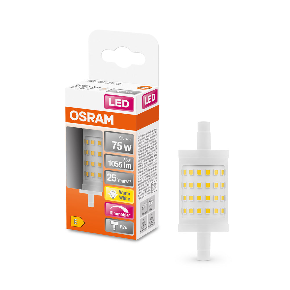 OSRAM LED LINE LED Lampe R7S DIM 9.5W 827 Clear R7s, 1055 lm, 2700 K, Warmweiß