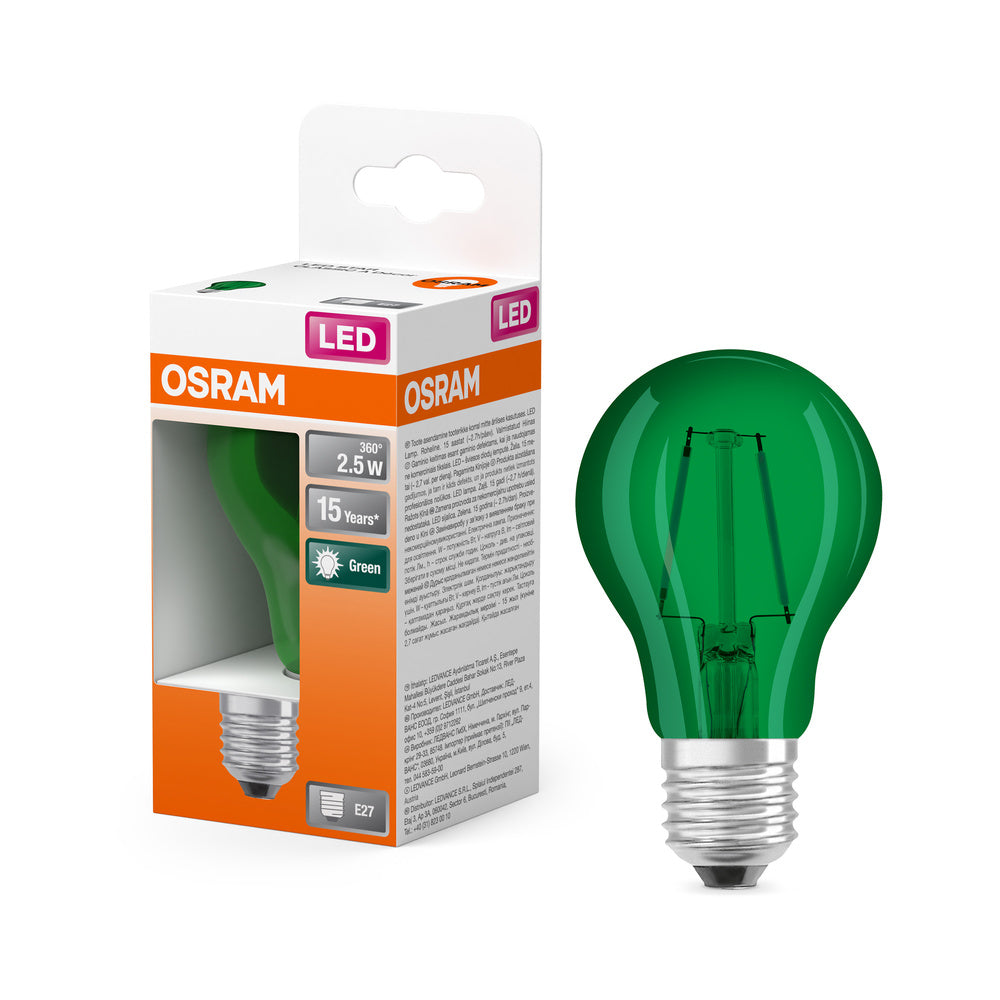 OSRAM LED Lampada LED STAR DÉCOR CLASSIC A 2.5W 175 Verde E27, 45 lm, 7500 K, Verde