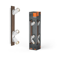 LEDVANCE DECOR SPOT MERCURY lampada da soffitto, 3 x 3,4W, effetto legno, bianco