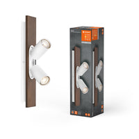 LEDVANCE DECOR SPOT MERCURY lampada da soffitto, 2 x 3,4W, effetto legno, bianco