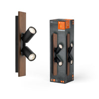 LEDVANCE DECOR SPOT MERCURY lampada da soffitto, 2 x 3,4W, effetto legno, nero