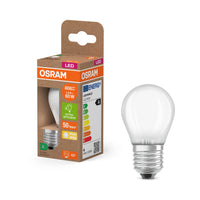 OSRAM Lampada LED Classe Energetica, 3.8W, Opalina, EEK A, E27, Bianco Caldo