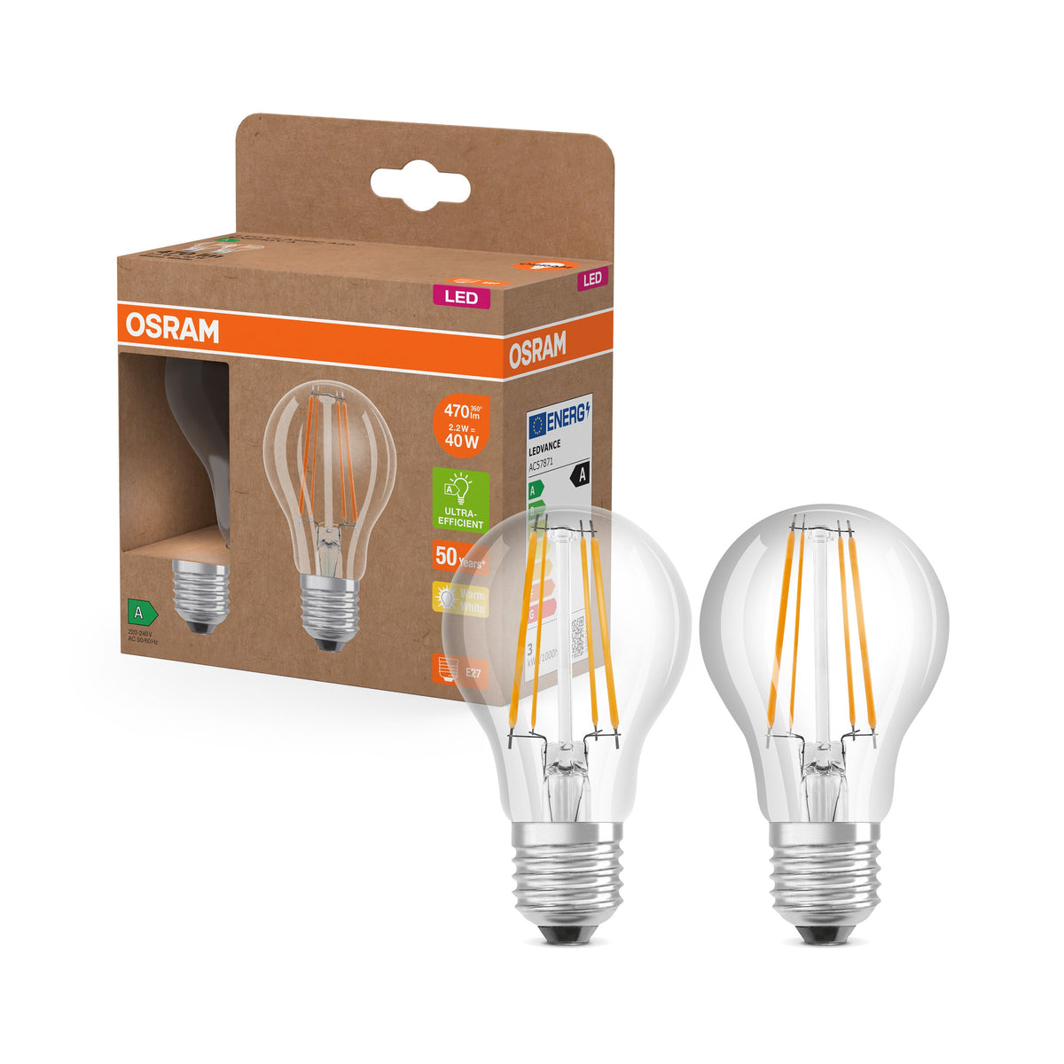 Lampada OSRAM LED Superstar Classic Chiara, 2.2W, 470lm, E27