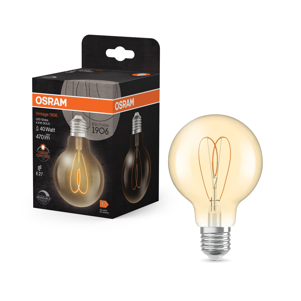 Lampada LED OSRAM Vintage 1906 globo oro, 4.9W, 470lm, E27