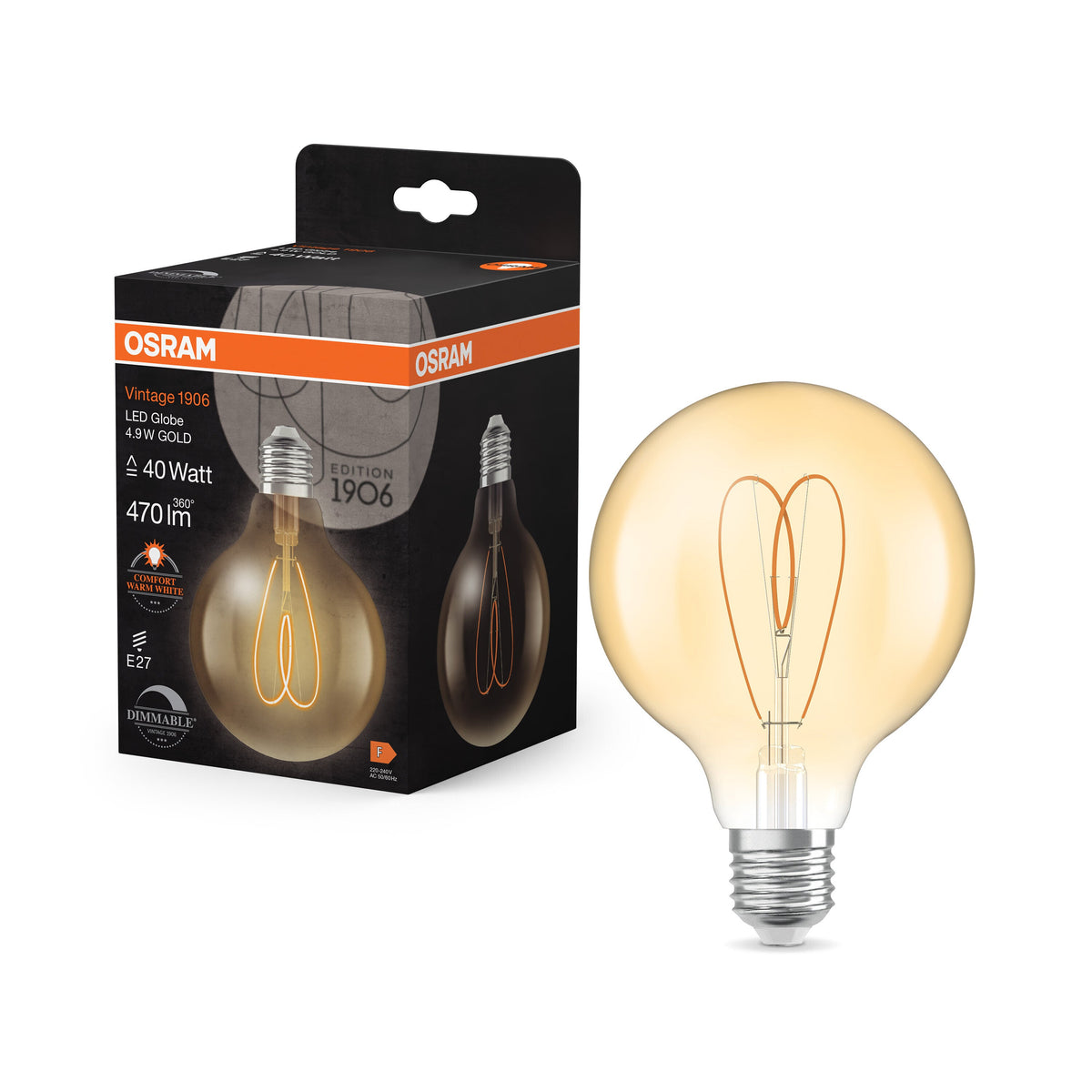 Lampada LED OSRAM Vintage 1906 globo oro, 4,9 W, 470 lm, 95 mm