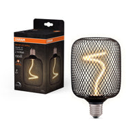 OSRAM DECOR LED Lampadina a filamento a spirale quadrata, nero, 3.5W, 130lm, bianco caldo comfort, E27