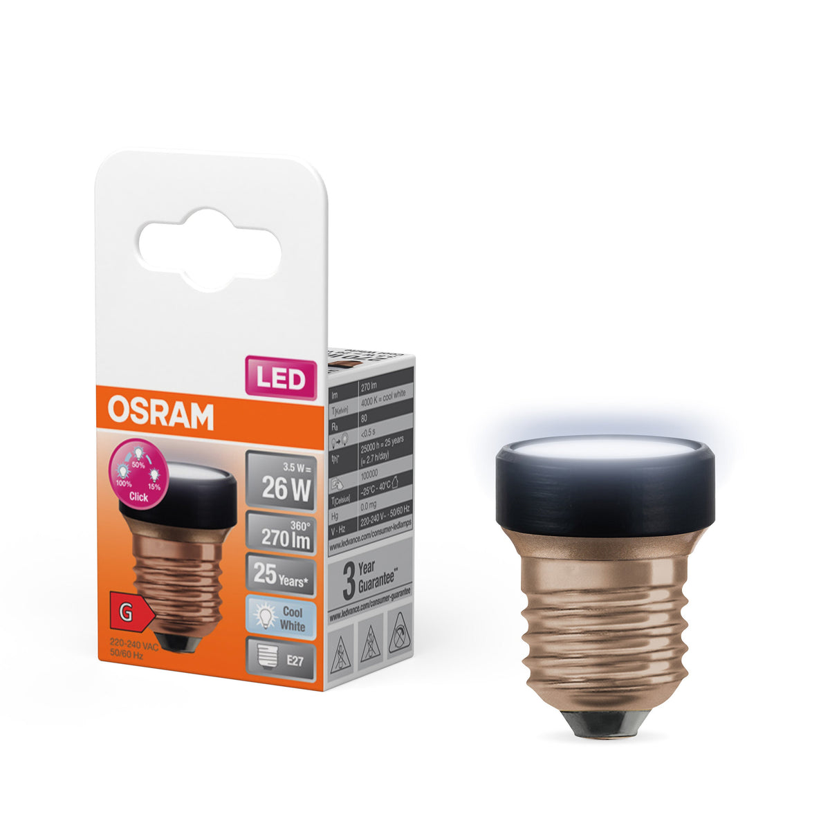 Lampada di design OSRAM LED Star nera, bianco freddo, 3,5 W, satinata, E27