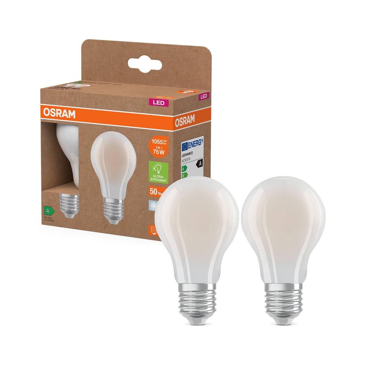 Lampada LED OSRAM classe energetica, Kolben, 5W, satinata, EEK A