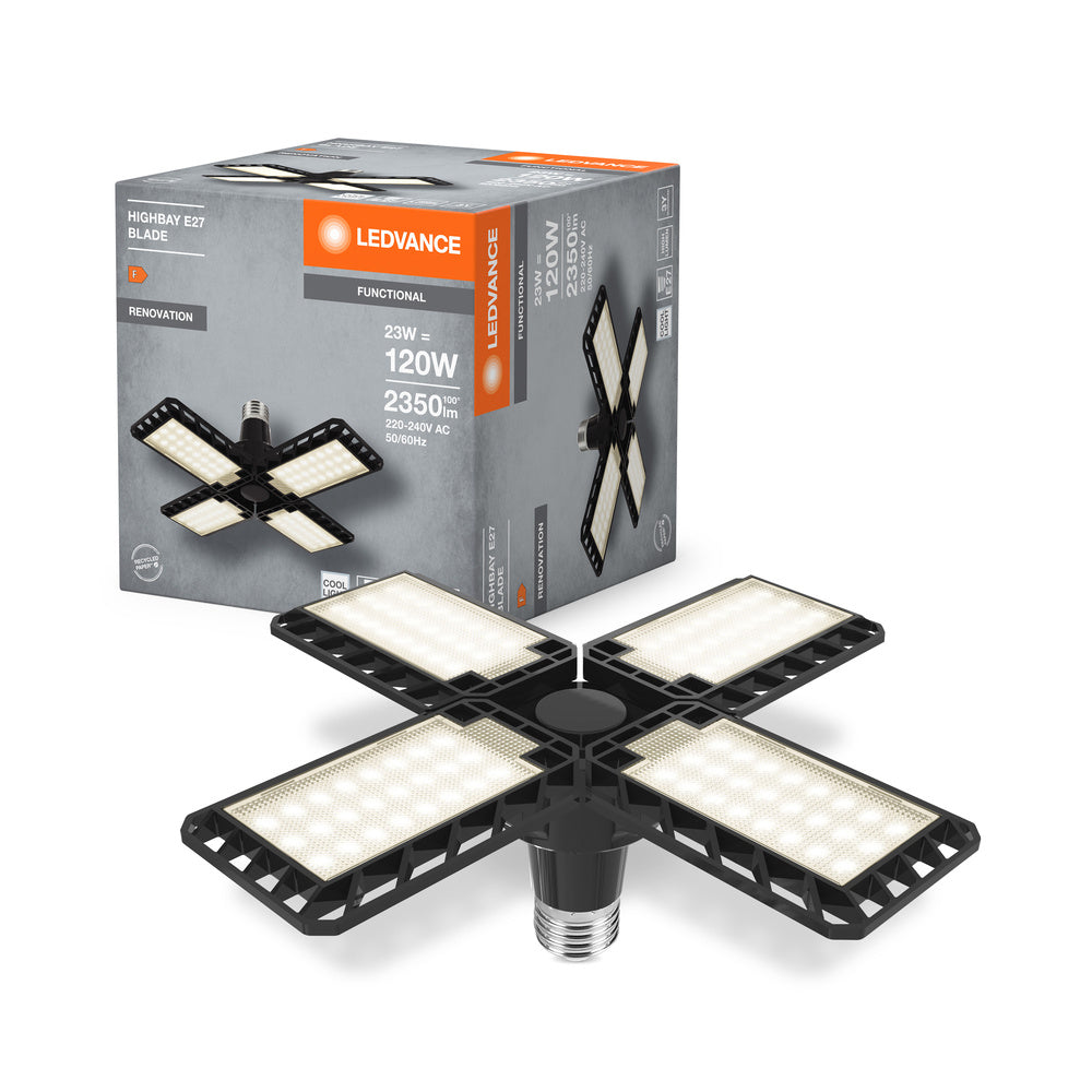 LEDVANCE Highbay Blade Lampada da soffitto con alette, 23W, E27