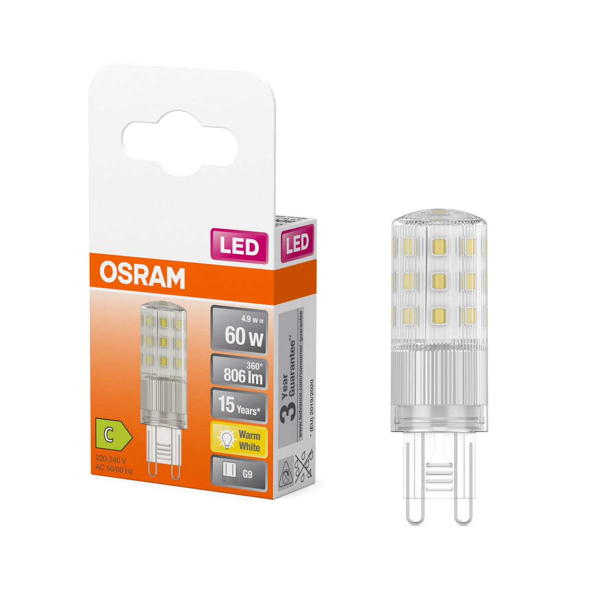 Lampada OSRAM LED PIN, 4.9W, 806lm, Multicolor, G9, 2700K