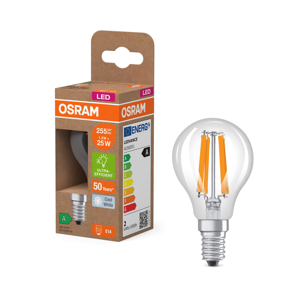 Lampada LED Miniball LEDVANCE con filamento EEK A, 1.2W, 4000K