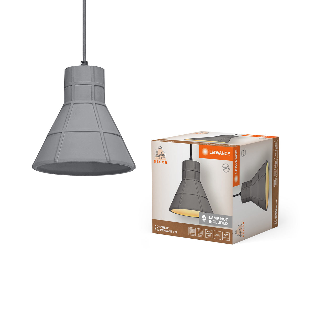 Lampada a sospensione LEDVANCE DECOR Concrete, E27, 200 mm