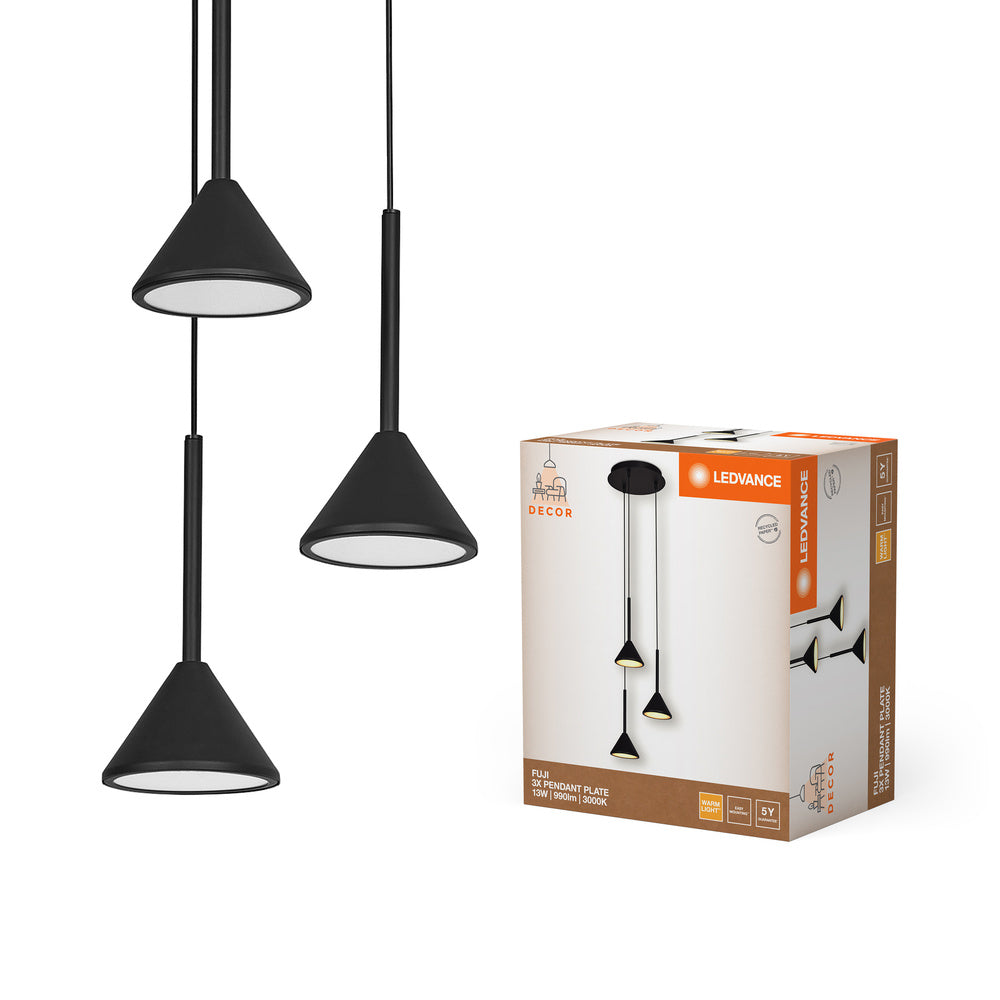 LEDVANCE DECOR Fuji 3XPendant Lampadario PL 13W 930 Nero