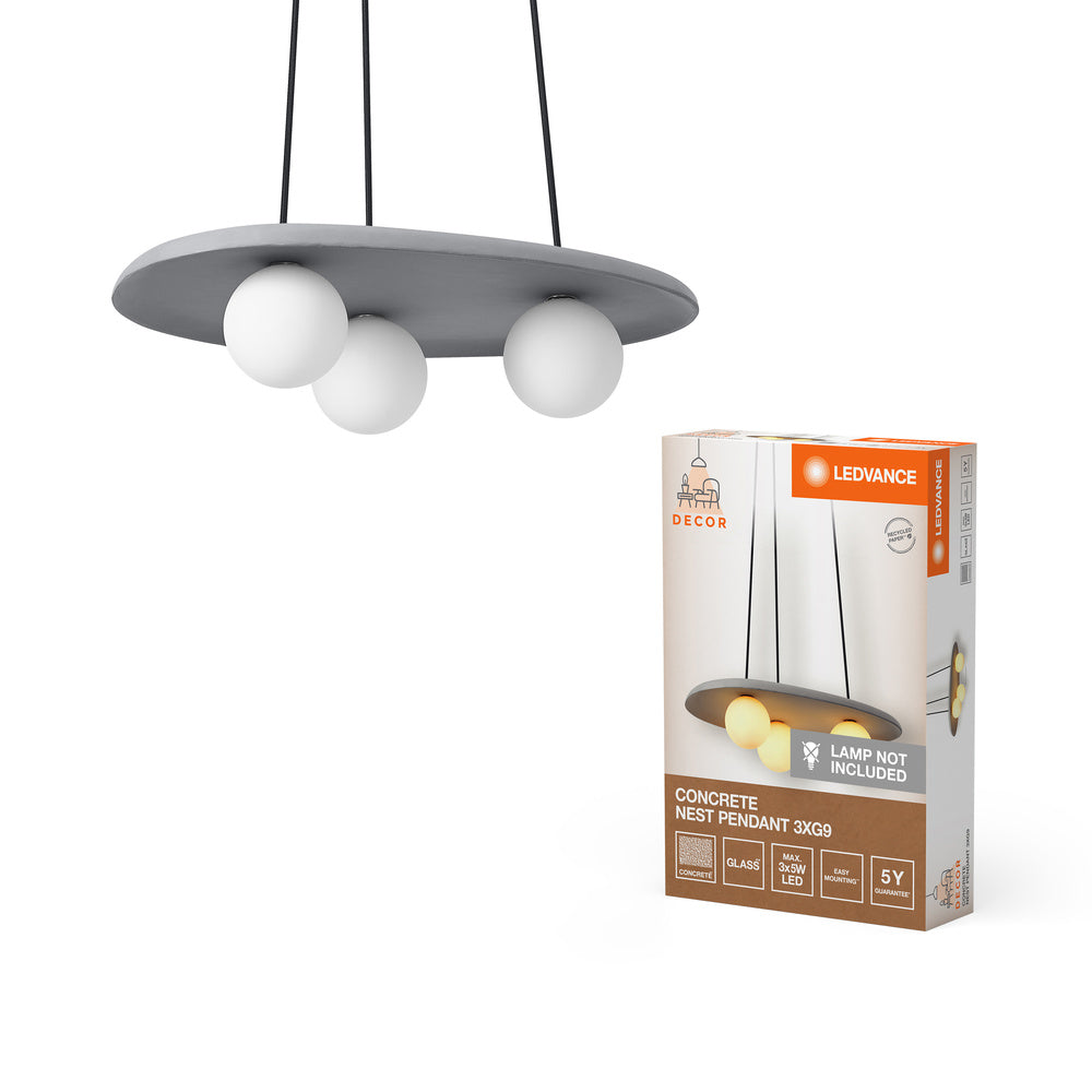 LEDVANCE DECOR Concrete Nest Pendant Lampadario Grigio, 3-flammig, G9