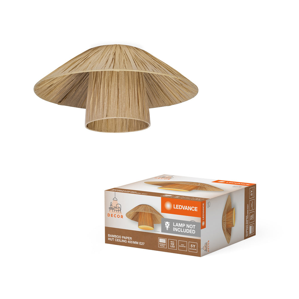 LEDVANCE DECOR Bamboo Paper Hut Ceiling Lampada da soffitto Marrone, 400mm, E27