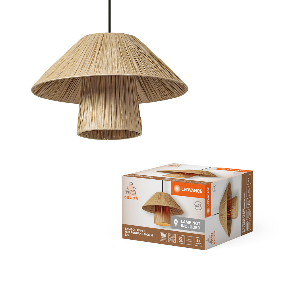 LEDVANCE DECOR Bamboo Paper Hut Pendant Lampadario 400 E27 Marrone