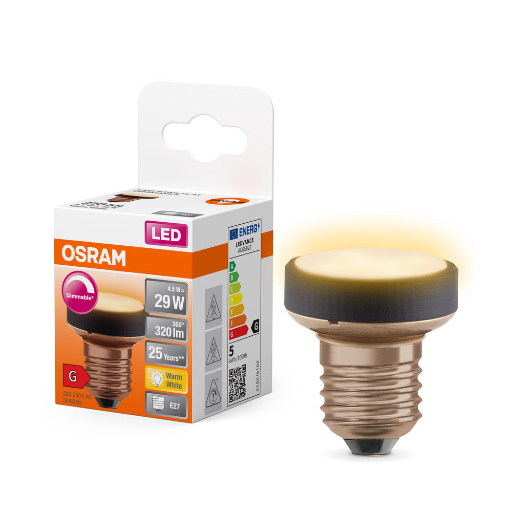 OSRAM LED FLAT LAMP Lampada LED ultra-compatta di design, dimmerabile, 2700K, 3.5W, opaco, E27