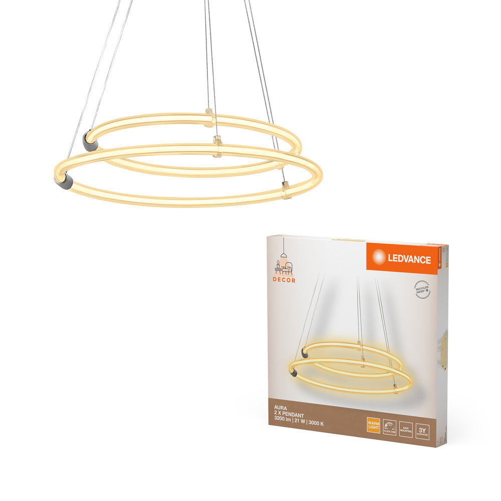 LEDVANCE DECOR Aura lampada a sospensione a 2 elementi, 3000K, 21W, 2400lm, Click DIM