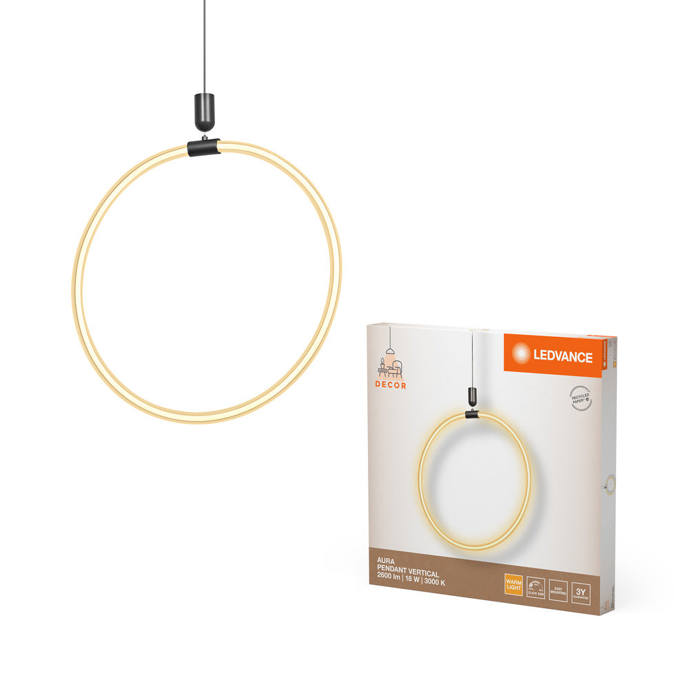 LEDVANCE DECOR Aura lampada a sospensione verticale, 18W, 3000K, 2000lm, Click DIM