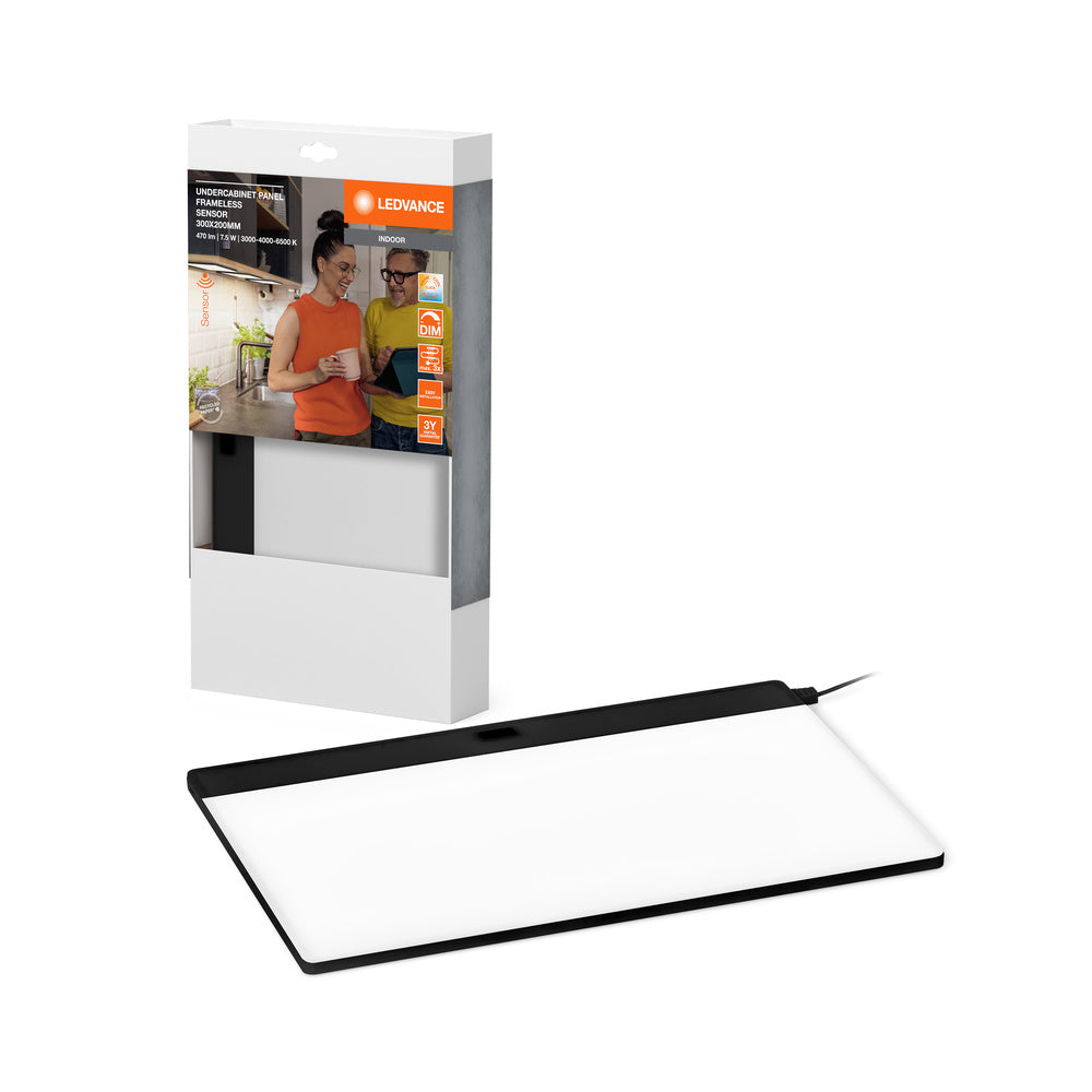 LEDVANCE UNDERCABINET PANEL FRAMELESS Unterbauleuchte 30x20cm CCT DIM Black, 450 lm, 3000 K / 4000 K / 6500 K