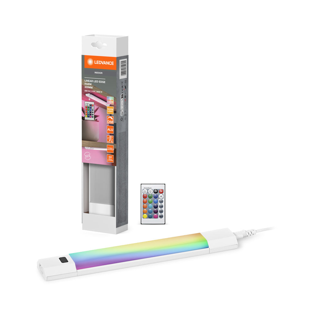 LEDVANCE LINEAR EDGE SENSOR Unterbauleuchte RGBW 30cm RGBW DIM White Remote Control, 230 lm, 3000 K, Warmweiß