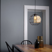 LEDVANCE DECOR Cage Globe Pendant Lampadario, Nero/Marrone, E27